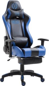 CLP Boavista Racing bureaustoel Kunstleer zwartblauw met voetensteun Groot